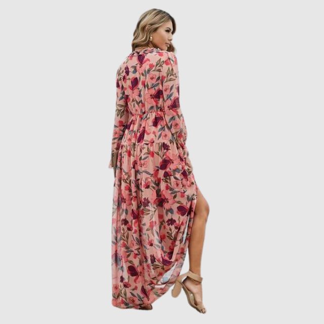 Maxi Robe en Chiffon à Motif Floral