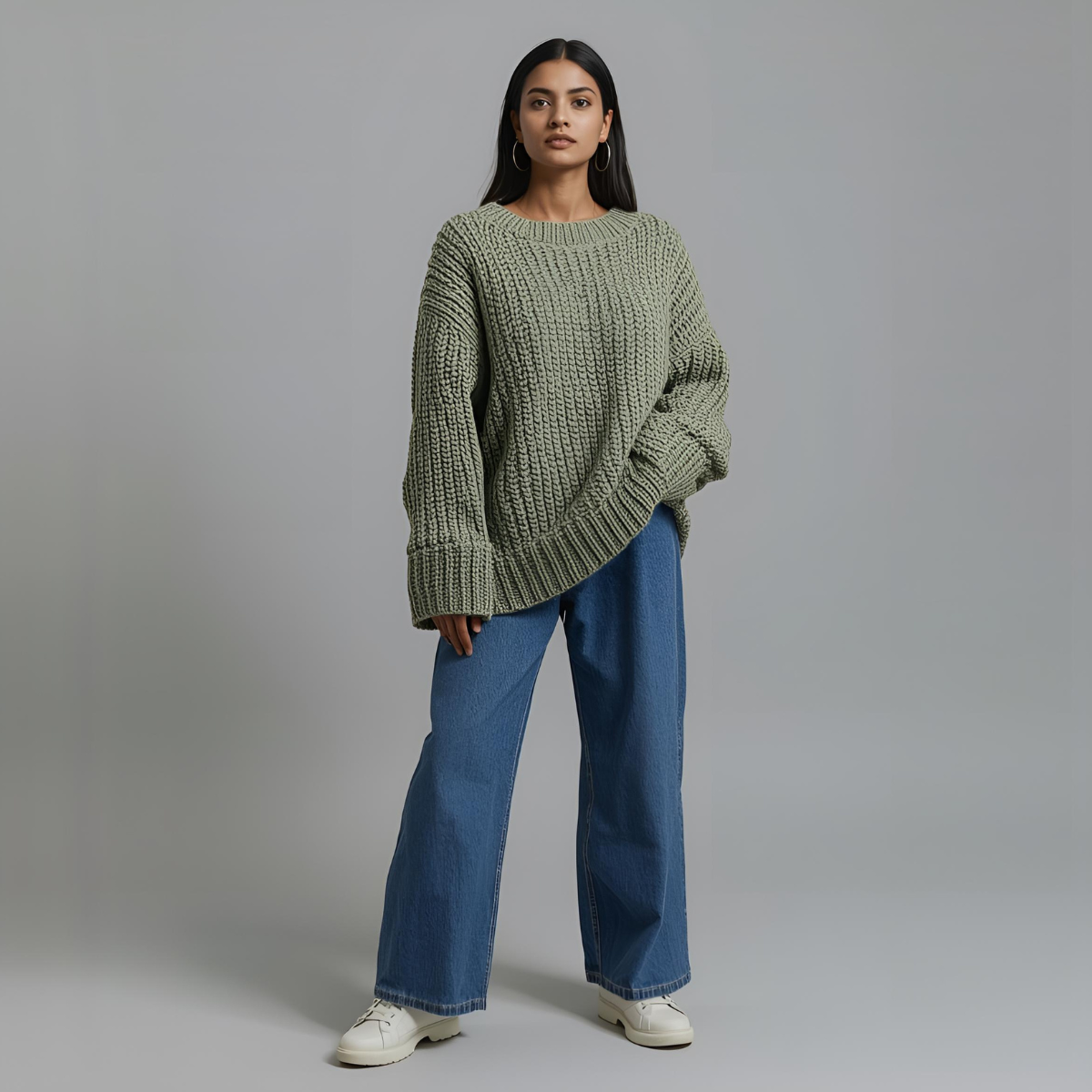AURELIA | Pull en maille épaisse vert sauge