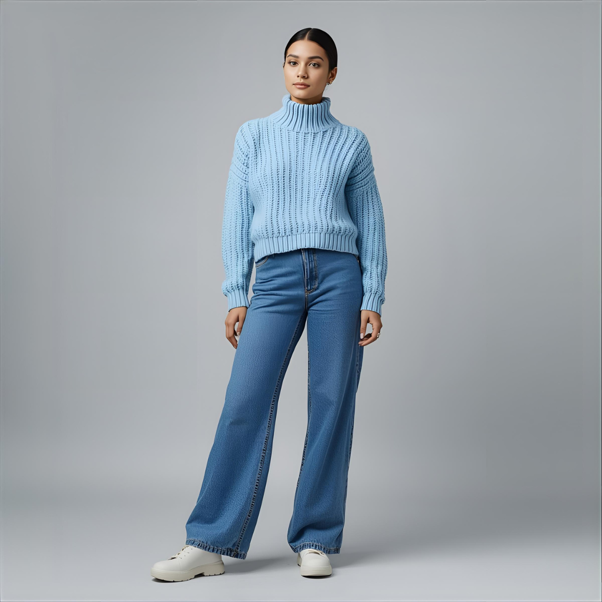 ELYRIA | Pull en maille bleu ciel