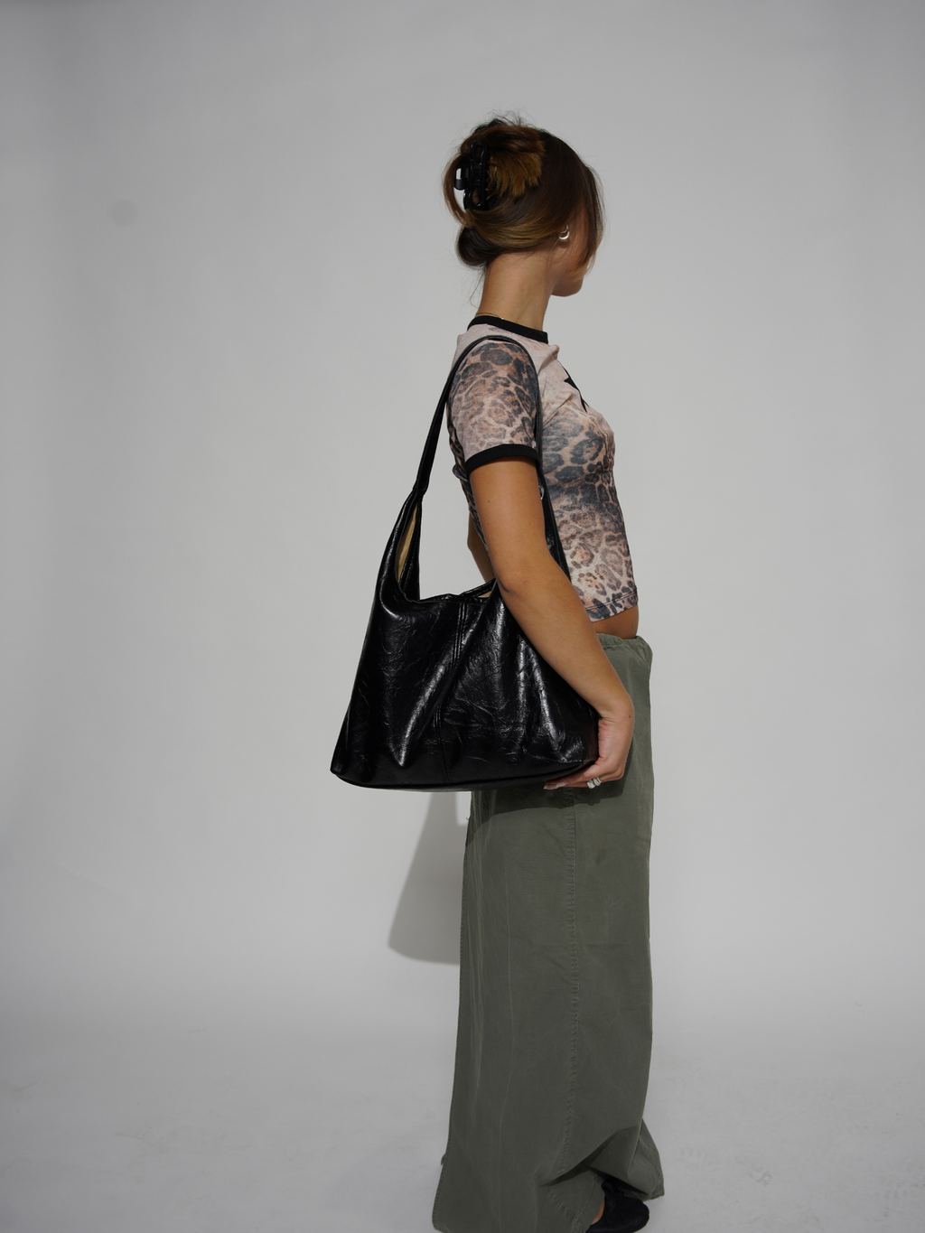 Sac fourre-tout en cuir vieilli au design vintage