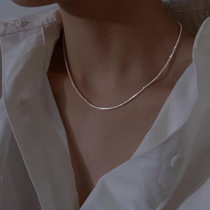 Collier Élégant en Argent à Double Chaîne pour Femmes - Design Étoilé