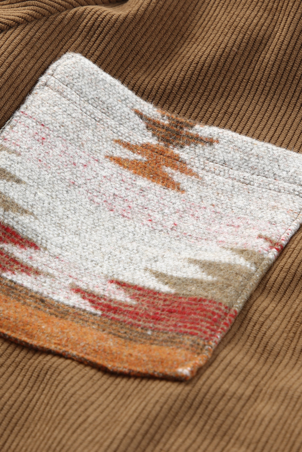 Veste en Velours Côtelé au Style Aztèque