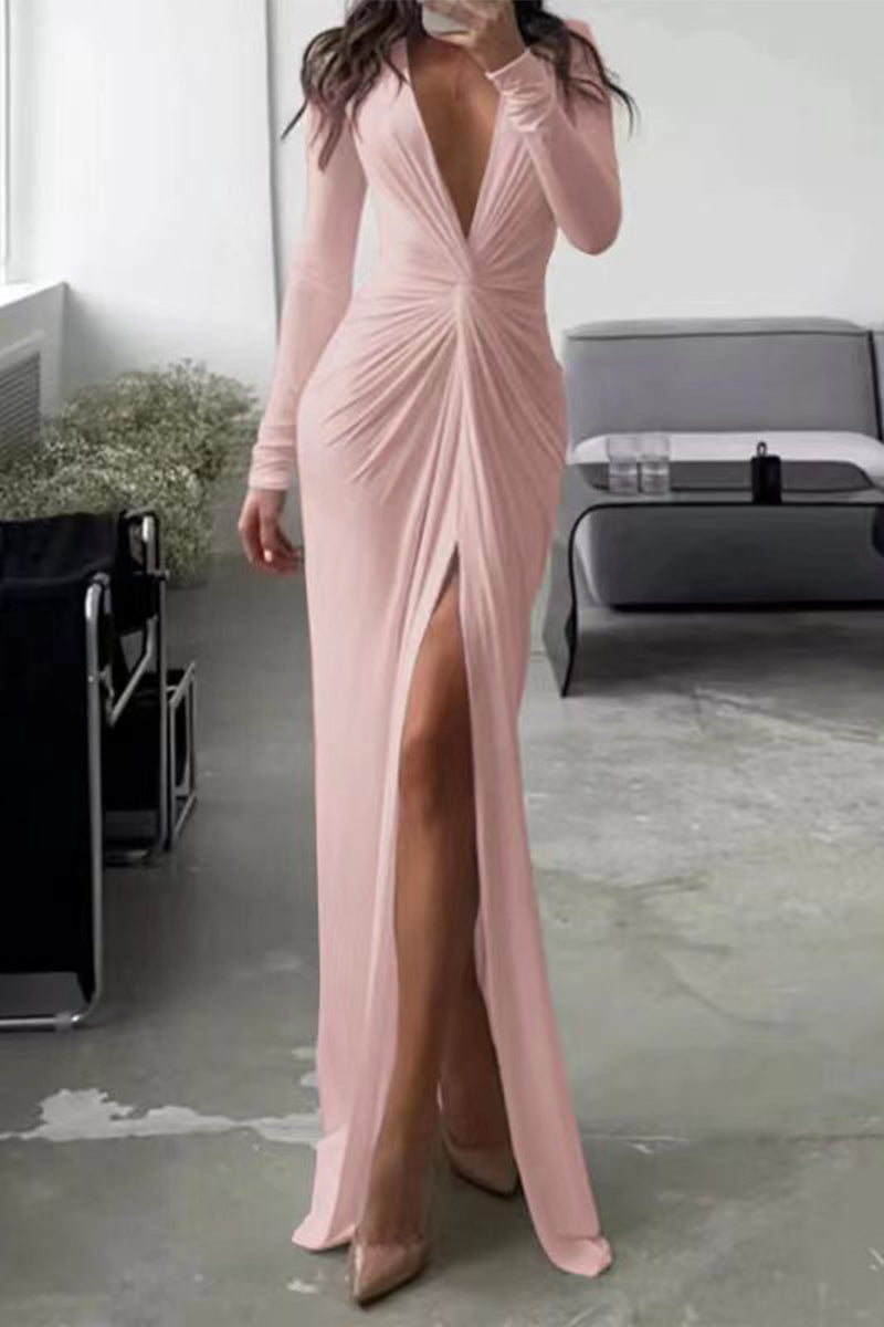 Chloé - Robe Chic à Col V avec Décolleté Plissé