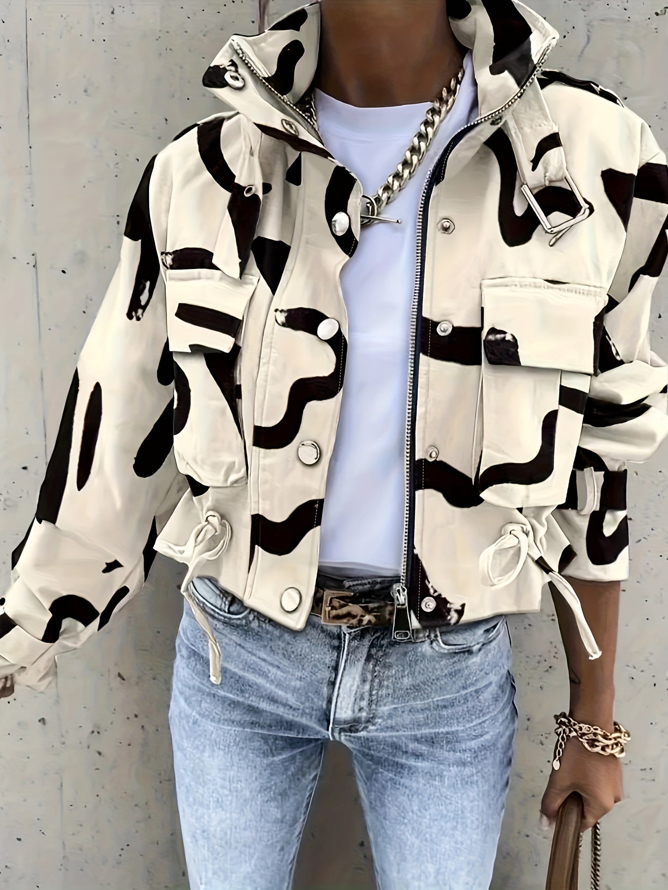 Veste Femme Chic à Col Haut