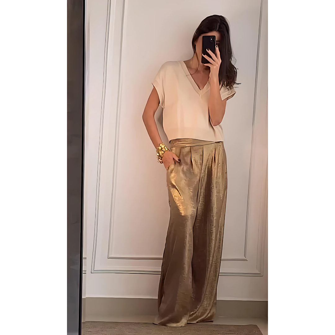 Chic Pantalon à Taille Haute