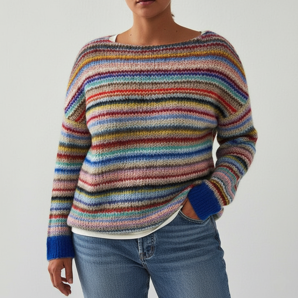 Pull Tricoté Multicolore Grande Taille pour Femmes