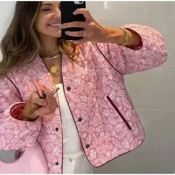 BLOOM – Veste Matelassée Femme en Patchwork Rose