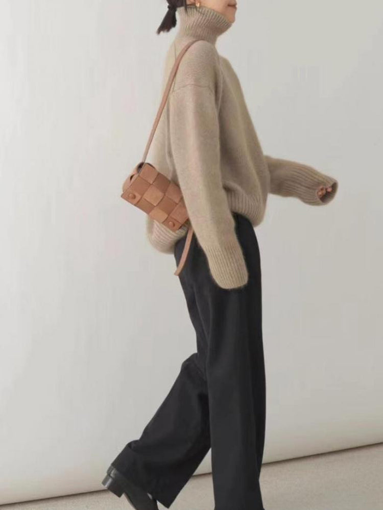 Pull Chic en Tricot avec Col Roulé pour Femme