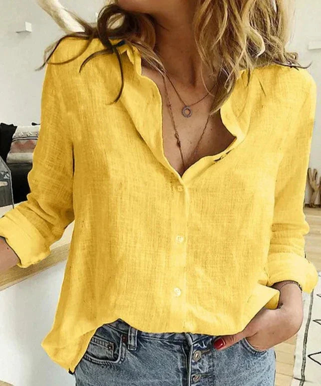 Chemisier Chic en Coton à Manches Longues pour Femme