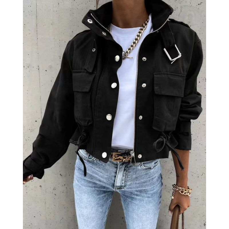 Veste Femme Chic à Col Haut