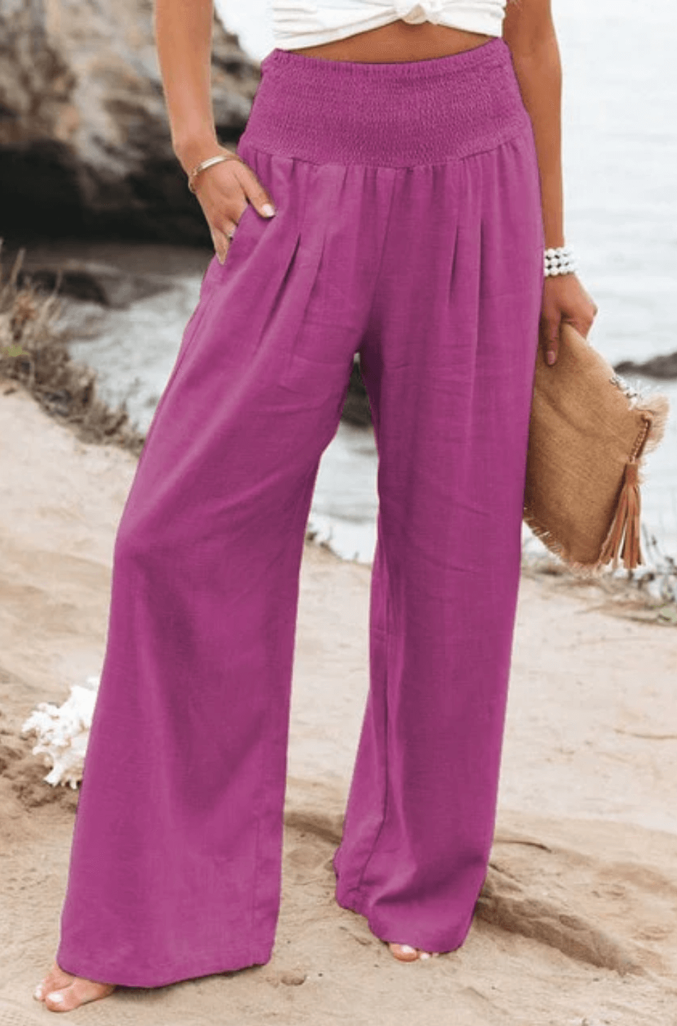 Pantalon Palazzo Élastique Chic pour Femme