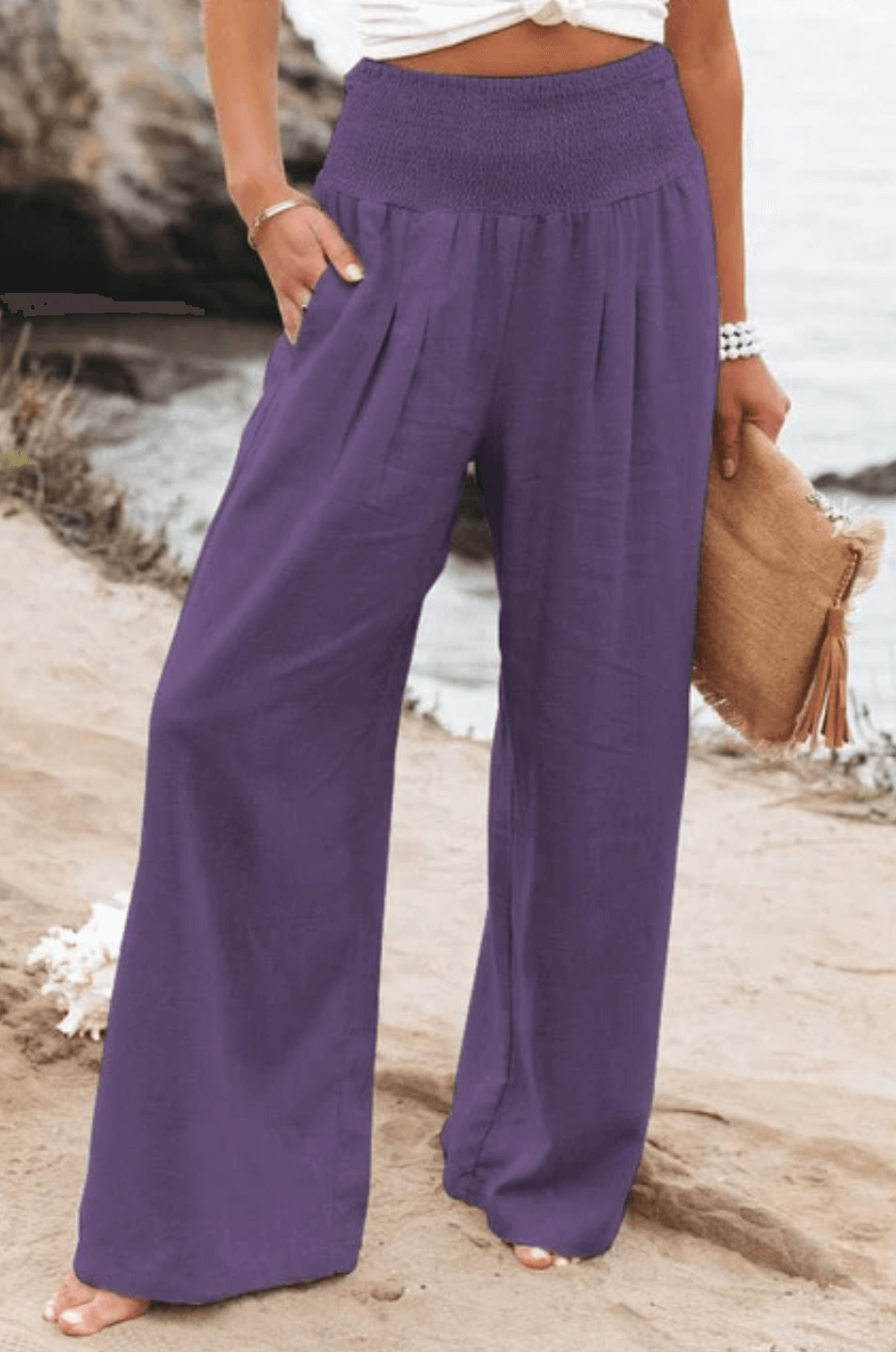 Pantalon Palazzo Élastique Chic pour Femme